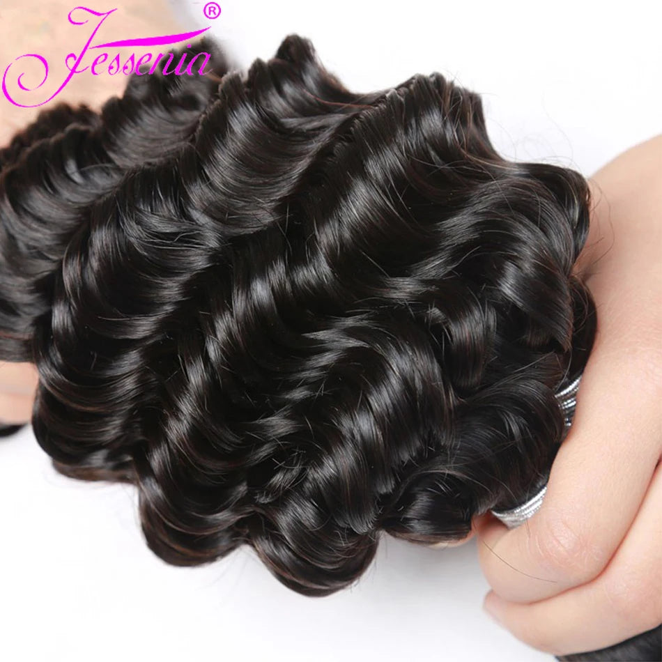 Raw Brazilian Loose Deep Wave Human Hair Bundles - Unprocessed Virgin Hair 4 Bundle Set (8–32 Inch)