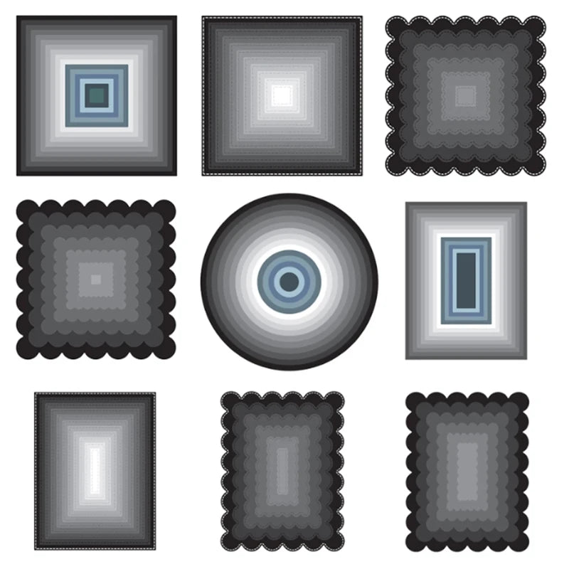 New Metal Cutting Dies for Scrapbook - Layer Frames in Rectangle, Square, Circle, Oval, Heart, Star Shapes - Background Stencils for Card Making