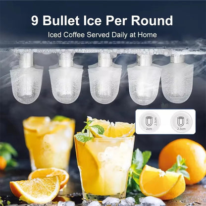Portable Electric Ice Cube Maker - Automatic Bullet Round Ice Machine, 15kg/24H for Family, Bar, Coffee Shop, Kitchen, Office