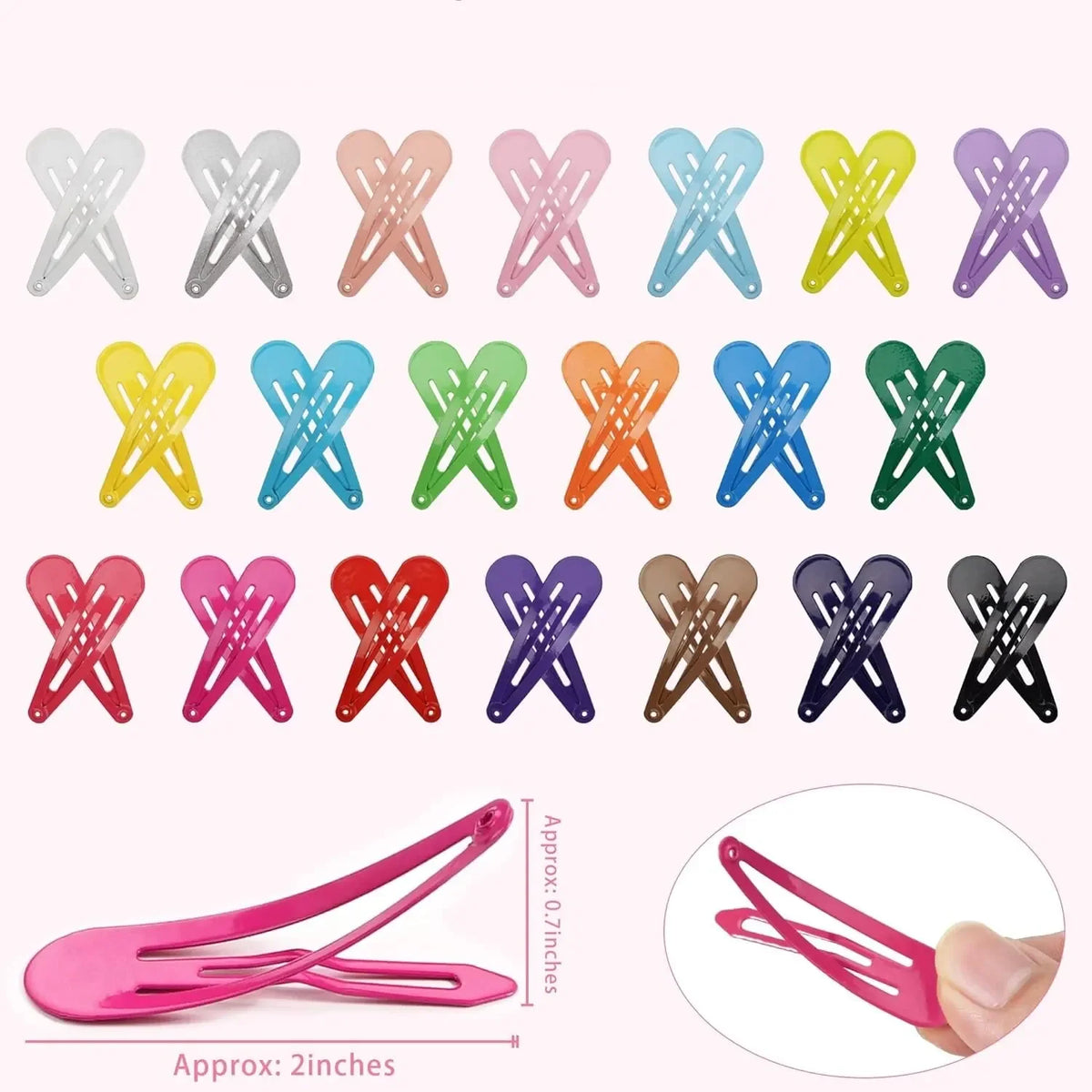 50-Piece Candy Color Snap Hair Clips - 2-Inch Glossy Non-Slip Metal Barrettes for Baby Girls and Toddlers