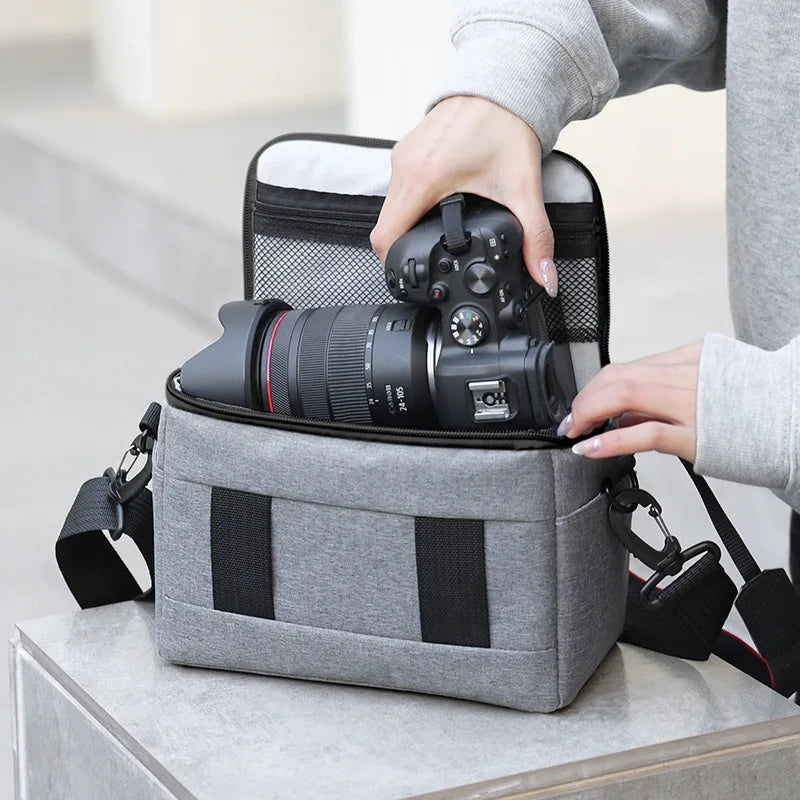 DSLR Camera Shoulder Bag – Portable Nylon Handbag for Sony, Nikon, Canon, Panasonic Equipment, Crossbody Style