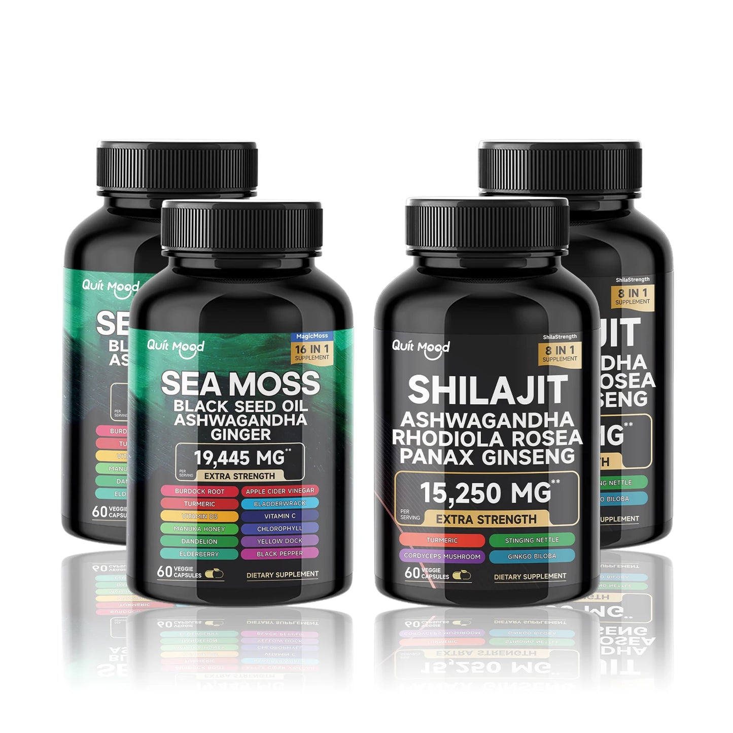 Sea Moss & Shilajit Supplement Bundle – 120 Capsules with Black Seed Oil, Ashwagandha, Ginger, Burdock Root, Turmeric & Black Pepper
