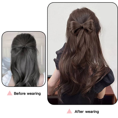 Bowknot Claw Clip Hair Bun – Synthetic Clip-In Hair Extensions for Women’s Daily Use