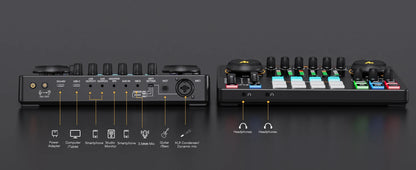 Maono AME2 Portable Audio Interface Sound Card – All-in-One DJ Mixer for Podcast Recording, Live Streaming, YouTube & Guitar PC