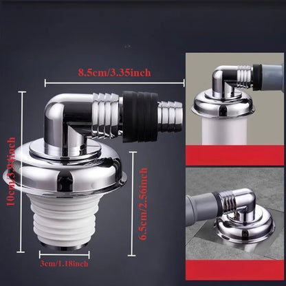 Washing Machine Floor Drain Connector - Three-Way Drain Pipe Cover with Odor & Overflow Protection