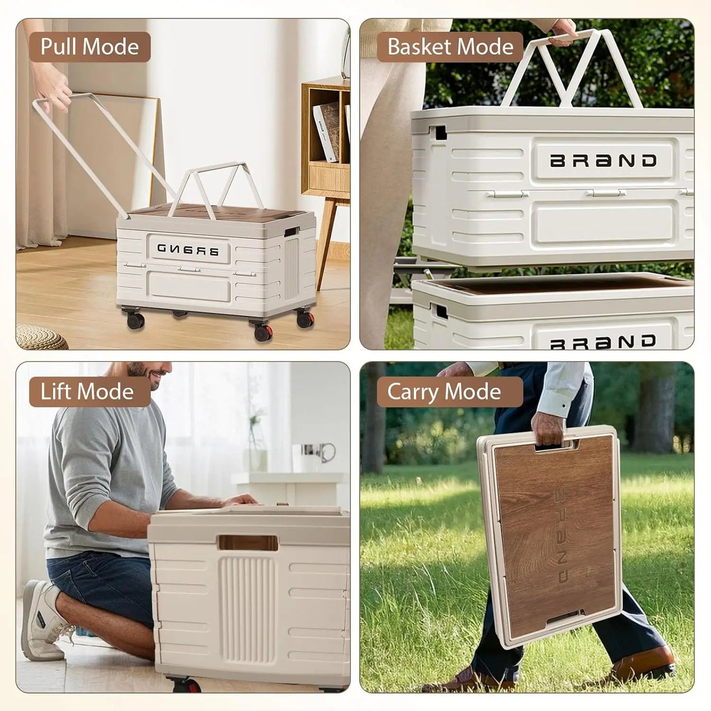 360° Rotating Foldable Storage Cart - Heavy-Duty Mobile Organizer with Silent Wheels for Home & Camping