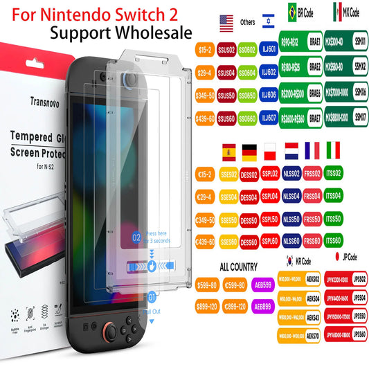 Tempered Glass Screen Protector for Nintendo Switch 2 (2025) — Ultra Clear 9H Hardness, Anti-Fingerprint, NS2 Protective Film