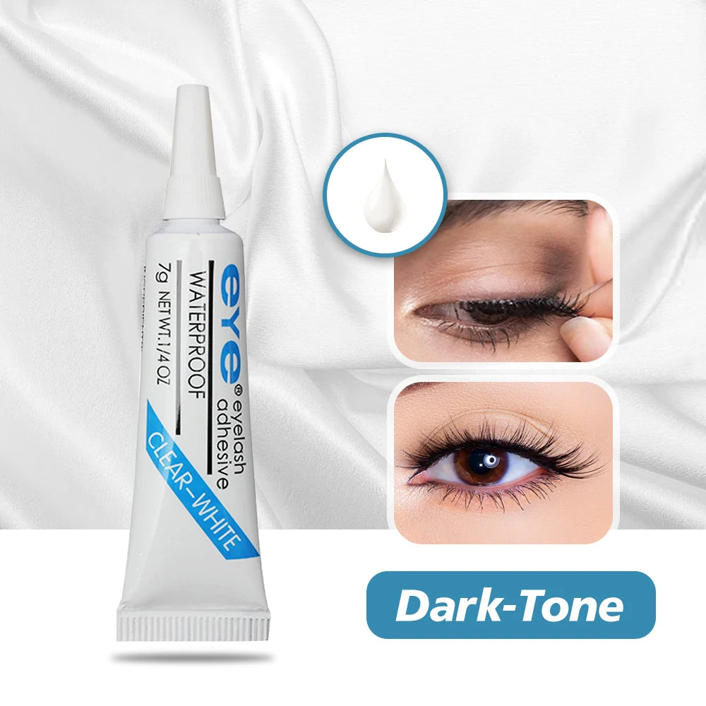 Strong False Eyelash Lash Glue — 7g Waterproof Adhesive for Makeup Tools, Dark or Clear Options
