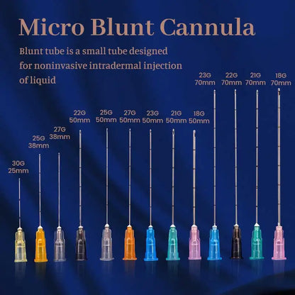 10-100PCS Disposable Small Tip Needles — 14G-30G Blunt Cannula for Fine High-Toughness Use, 50mm & 70mm