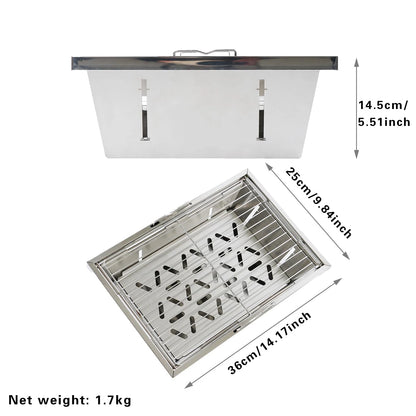 Pandatour IGT Stainless Steel Camping Grill - Folding High-Heat BBQ Stand for Outdoor Picnics & Barbecues