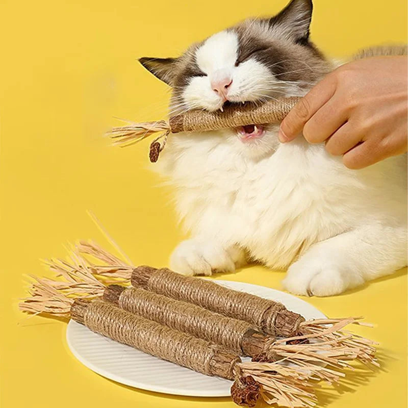 Cat Toys Silvervine Chew Stick – Polygonum Kitty Raffia Grass, Hemp Rope Pet Supplies for Teeth Cleaning & Biting