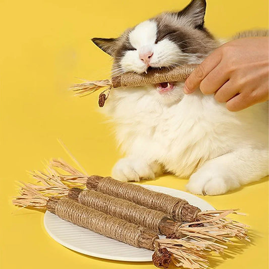 Cat Toys Silvervine Chew Stick – Polygonum Kitty Raffia Grass, Hemp Rope Pet Supplies for Teeth Cleaning & Biting