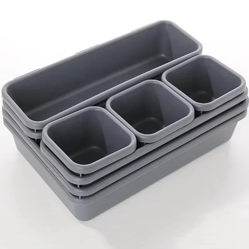 8 Piece Adjustable Drawer Organizer Box Set - Makeup, Cosmetics, Sundries Divider Holder for Kitchen, Bathroom, Closet, and Jewelry