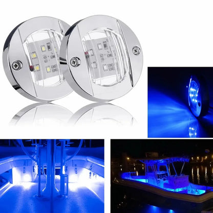 Blue & White Marine LED Deck Courtesy Lights – Waterproof Stern Transom Boat Lamps (1-4pcs)