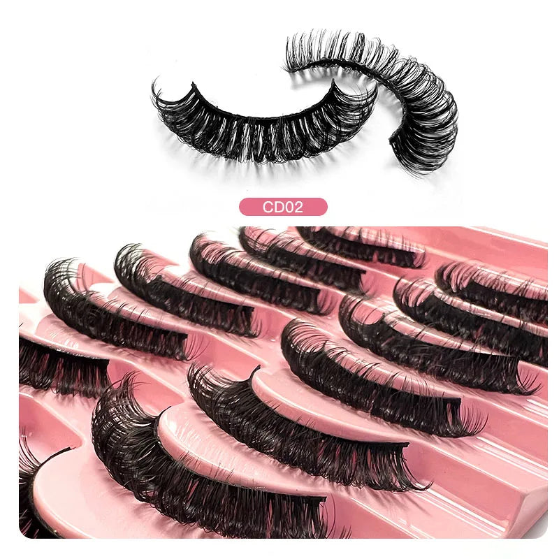 2/10 Pairs 3D Mink Russian Strip False Eyelashes – Dramatic Fake Lash Extensions for Makeup