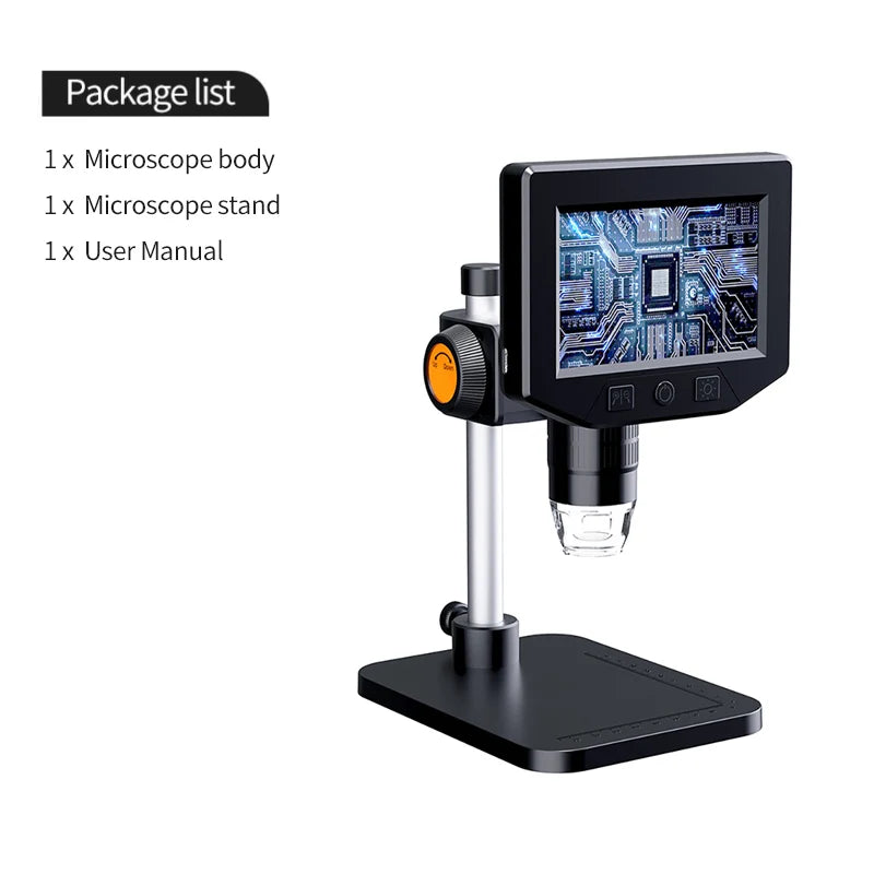 4.3 Inch LCD Digital Microscope | 1080P, 50-1000x Zoom Stereo Camera for Electronics Repair & PCB Inspection
