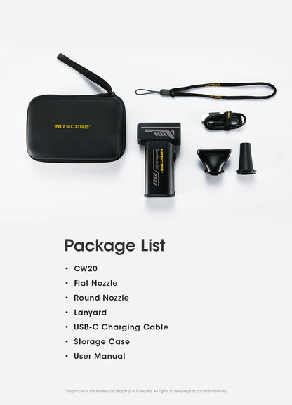 NITECORE CW20 Multipurpose Pocket Fan - Portable Stepless Wind Blower for Photography, Canon, Sony, Short Video & Camping