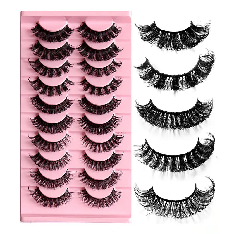 2/10 Pairs 3D Mink Strip False Eyelashes – Dramatic Fake Lash Extensions for Makeup