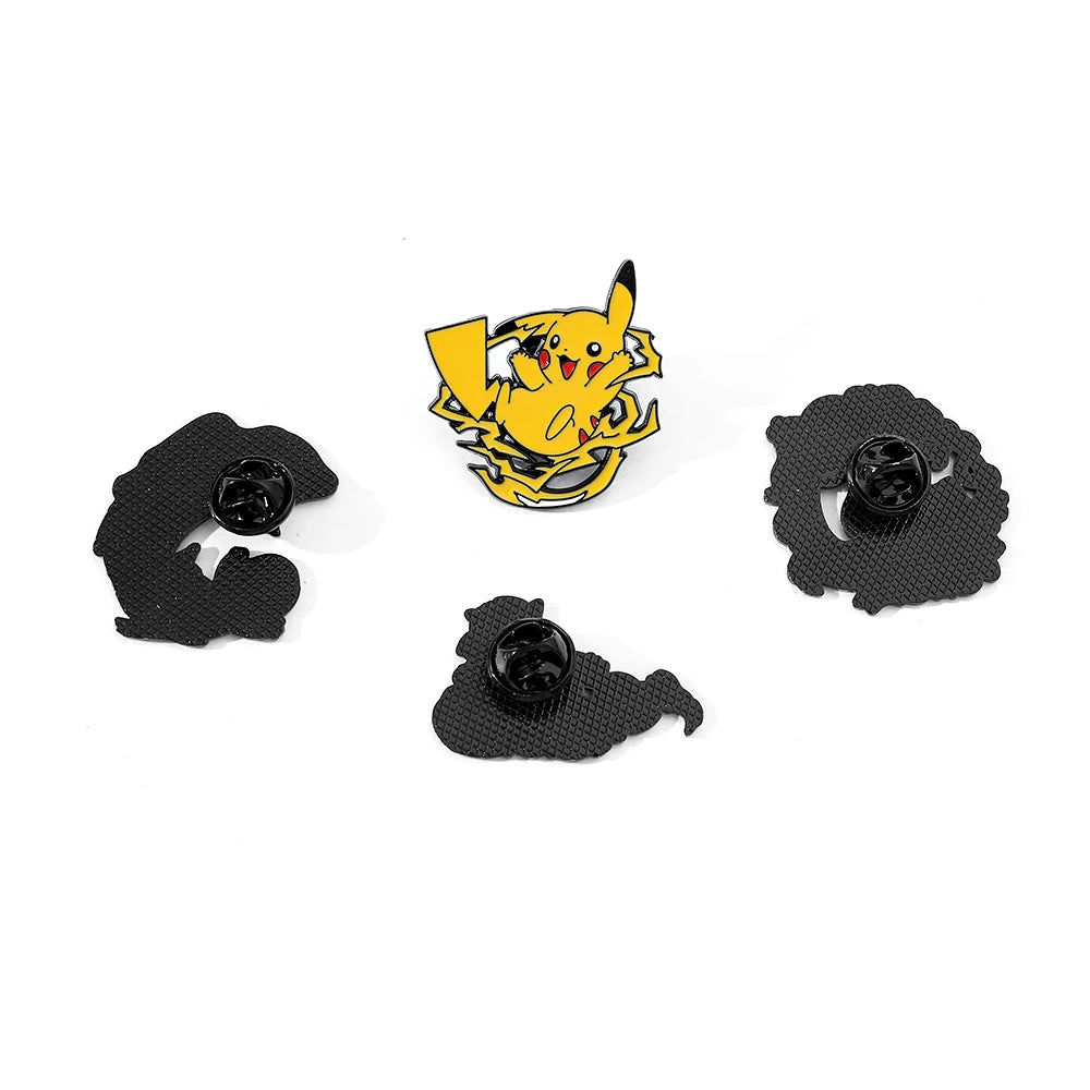 MINISO 4-Pcs Cartoon Pokémon Enamel Brooches — Cute Animated Character Pins for Women’s Bags & Accessories