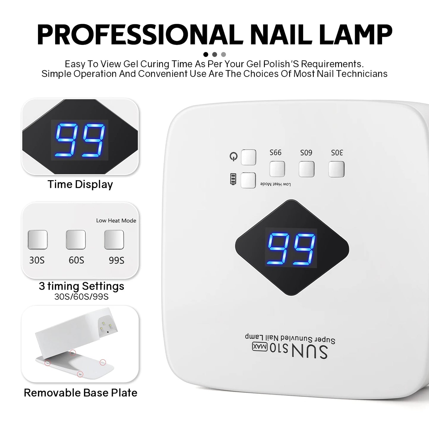 Rechargeable UV LED Nail Lamp Dryer – Smart HD Display for Fast Drying & Curing All Gel Nail Polish