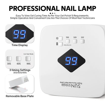 Rechargeable UV LED Nail Lamp Dryer – Smart HD Display for Fast Drying & Curing All Gel Nail Polish