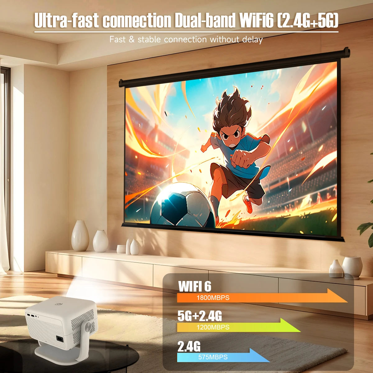 Magcubic 4K L018 Projector - 650ANSI, Native 1080P, Auto Focus & Keystone, 360° Rotate, Android 11, BT 5.2, WIFI6, Portable Home Theater