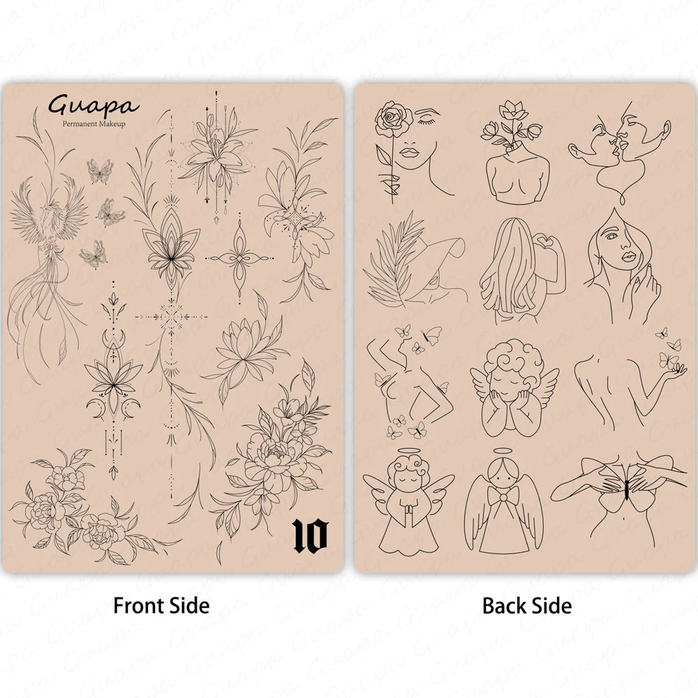 Silicone Practice Skin for Permanent Makeup — Double-Sided Latex Sheet with Brows Design for Hair Stroke Training