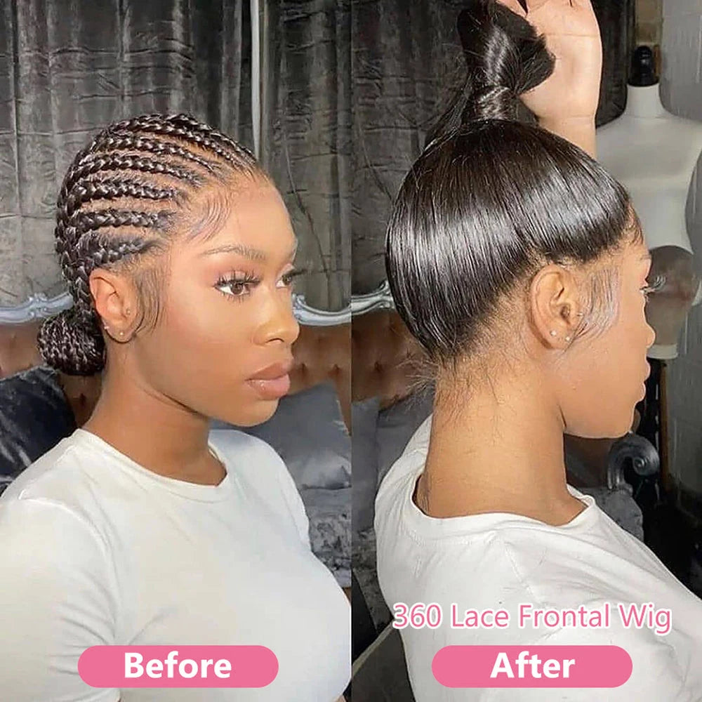 250% Density 360 Full HD Lace Front Human Hair Wig – 13x6 Straight Pre-Plucked Glueless Ready-to-Wear Wig for Women