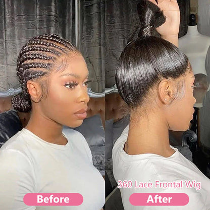 250% Density 360 Full HD Lace Front Human Hair Wig – 13x6 Straight Pre-Plucked Glueless Ready-to-Wear Wig for Women
