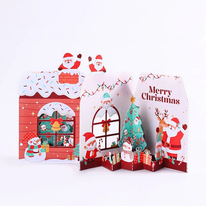 3D Christmas Tree Greeting Card – Cat Xmas Pop-Up Postcard with Envelope