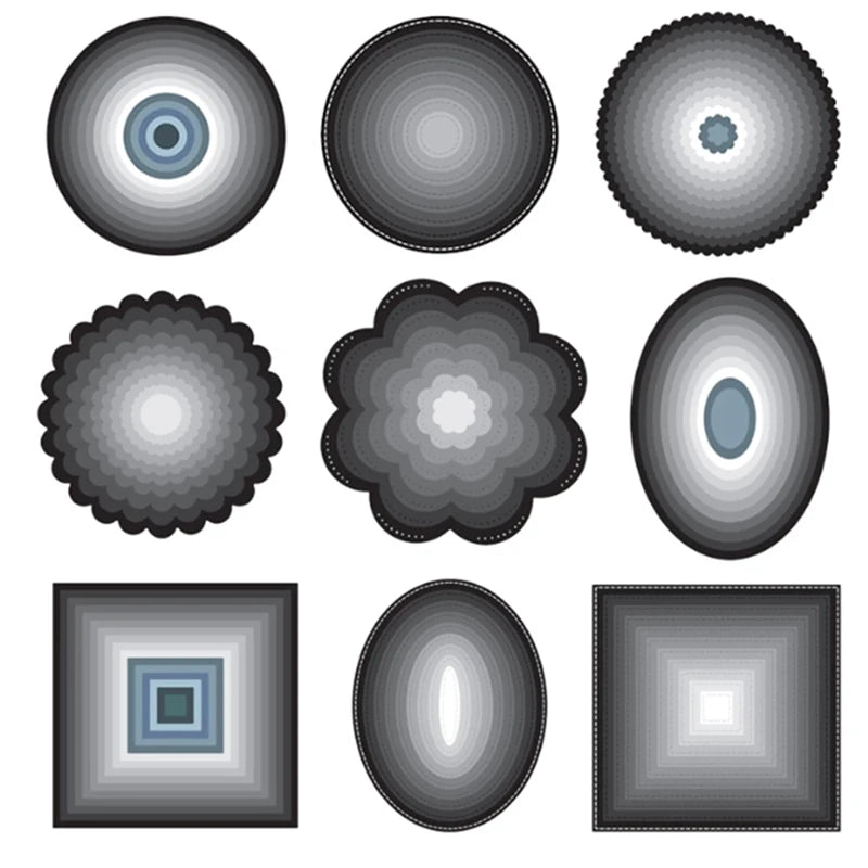 New Metal Cutting Dies for Scrapbook - Layer Frames in Rectangle, Square, Circle, Oval, Heart, Star Shapes - Background Stencils for Card Making