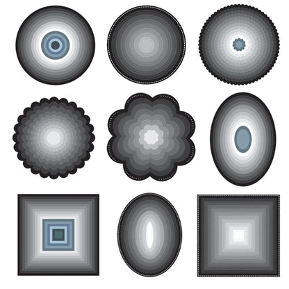 New Metal Cutting Dies for Scrapbook - Layer Frames in Rectangle, Square, Circle, Oval, Heart, Star Shapes - Background Stencils for Card Making