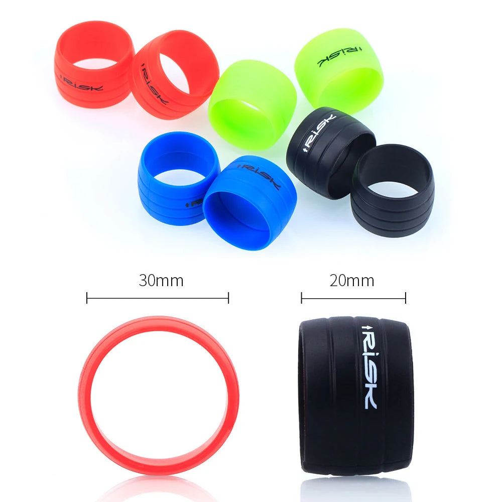 2pcs RISK Bicycle Handlebar Strap Tape – Silicone Anti-Slip Rubber Rings for Bike Grip Fixing
