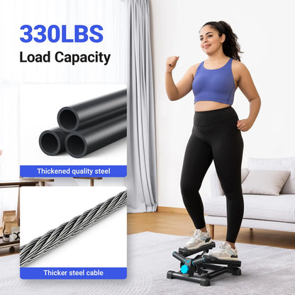 MERACH Mini Stepper with Resistance Bands — 330lbs Capacity Fitness Stepper for Home Exercise & Twisting Workouts