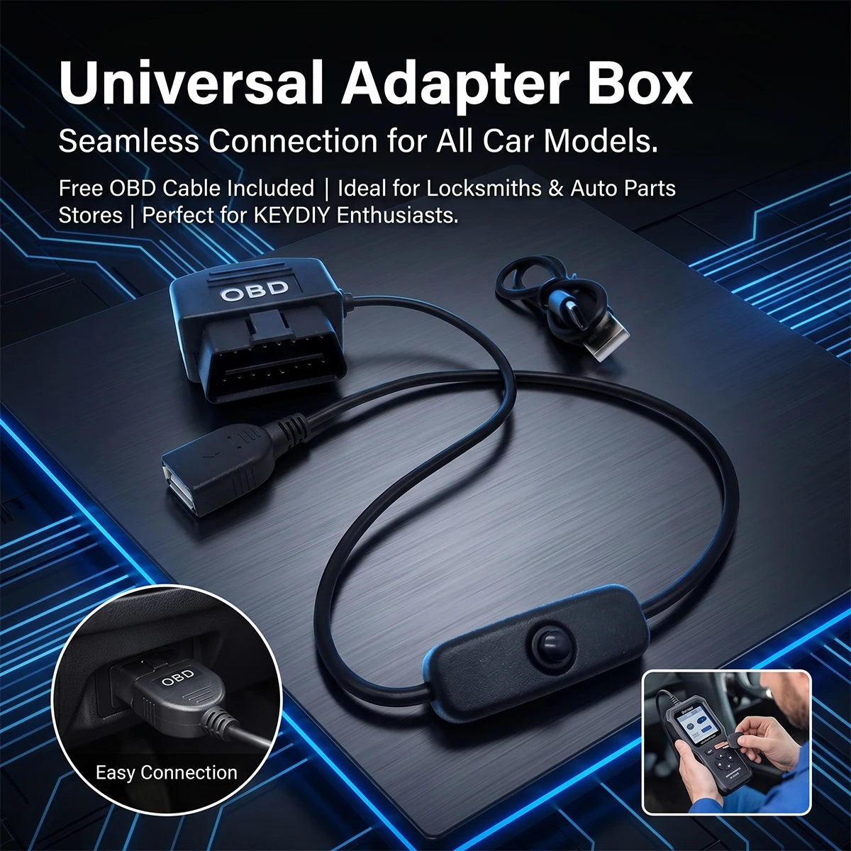 Car Key Universal Adapter Box - KEYDIY Remote Control Duplicator 433.92MHz Key Fob Programmer & Gate Remote Clone Tool