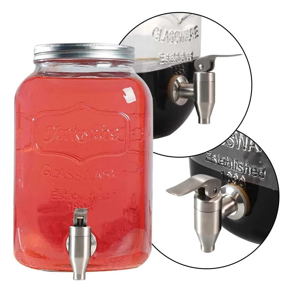 Stainless Steel Beverage Dispenser Spigot - Food Grade Replacement Push Faucet for Water & Drink Containers