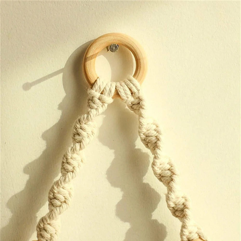 Macrame Hanging Shelf | Boho Wall Decor for Bedroom and Nursery | Rustic Wood Floating Shelves for Living Room and Bathroom | 1 PC