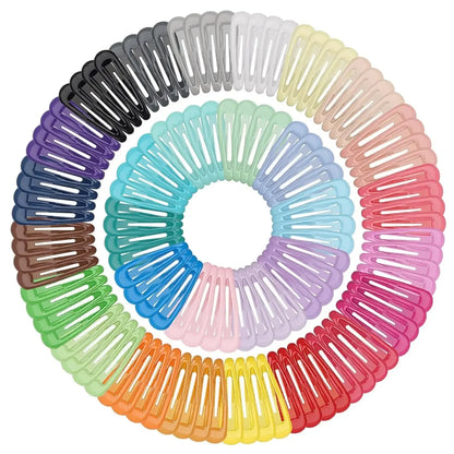 50-Piece Candy Color Snap Hair Clips - 2-Inch Glossy Non-Slip Metal Barrettes for Baby Girls and Toddlers