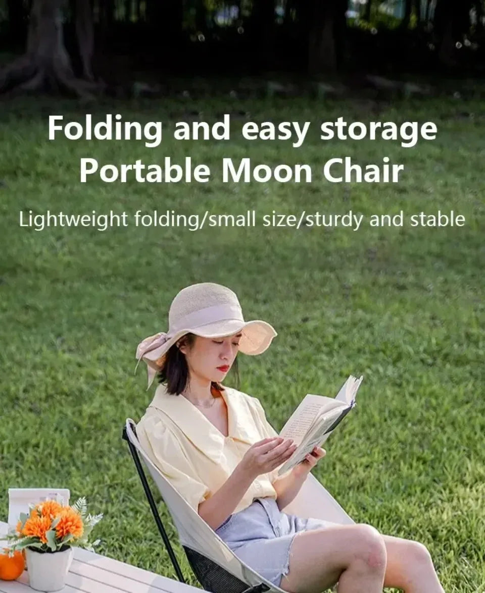 Outdoor Camping Portable Folding Moon Chair – Leisure Fishing & Beach Chair, Thick Steel Pipe, 100KG Capacity