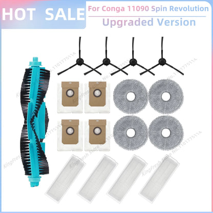 Replacement Parts Kit for Cecotec Conga 11090 / 13090 Spin Revolution Vacuum – Roller, Brushes, HEPA Filter & Mop