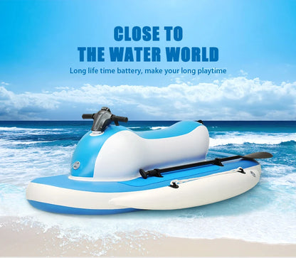 Remote Control Electric Motorized Inflatable Jet Ski Boat – Floating Water Motor Boat with Electric Underwater Scooter