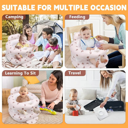Inflatable Baby Seat with Built-In Air Pump – Portable Wraparound Infant Support Chair for Babies 6–12 Months Learning to Sit