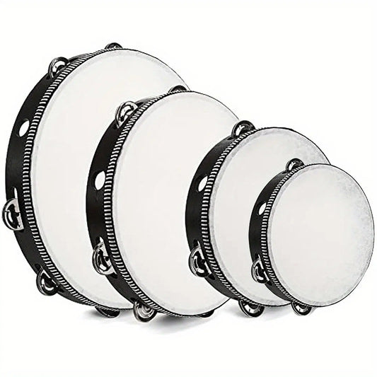 Handheld Tambourine Drum with Metal Jingles – Percussion Musical Instrument for Children’s Music & Dance