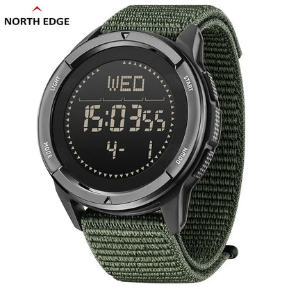 NORTH EDGE ALPS Men's Digital Carbon Fiber Watch Shockproof Military Sports Waterproof 50M Outdoor Compass Wristwatch