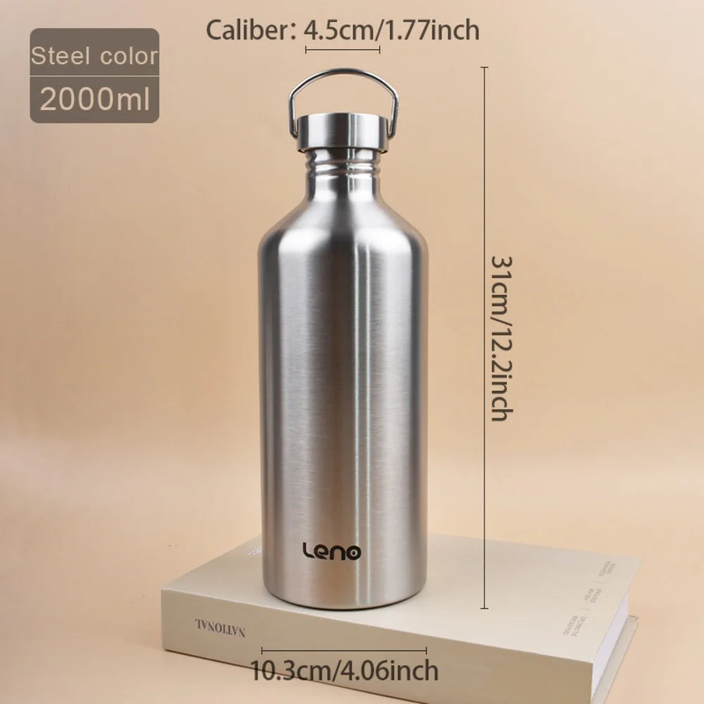 2L Stainless Steel Sports Water Bottle - Large Capacity Reusable Flask for Camping & Outdoor Activities