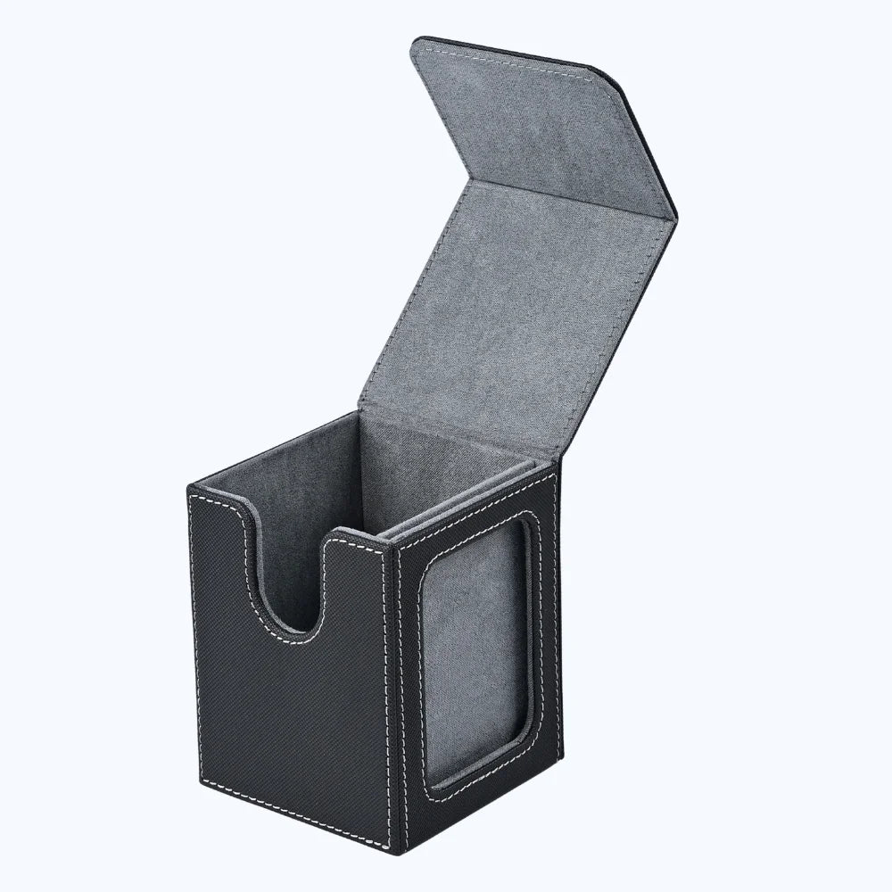 PU Leather Trading Card Deck Box for 120+ Sleeved Cards with Magnetic Closure & Display Window