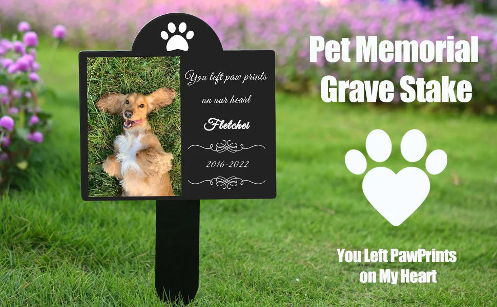 Personalized Pet Memorial Grave Marker – Dog Photo Memorial Stake for Outdoor Garden & Pet Loss Tribute