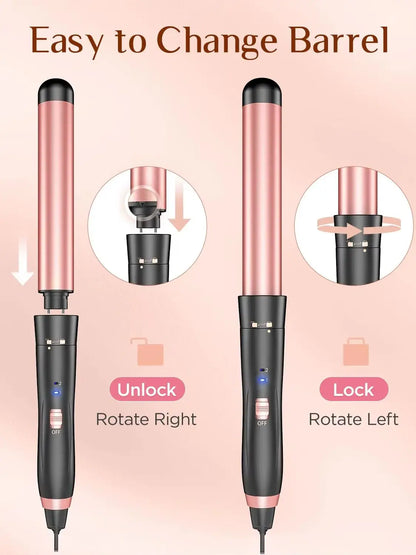 BESTOPE PRO 5-in-1 Curling Wand Set with Hair Straightener, Hair Crimper & 3 Ceramic Curling Irons