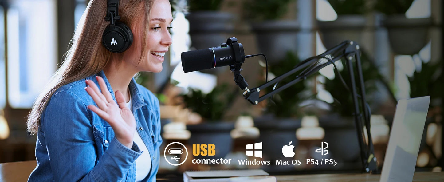 Maono PD200X XLR/USB Dynamic Microphone – Metal Gaming & Streaming Mic with Tap-to-Mute and Gain Control