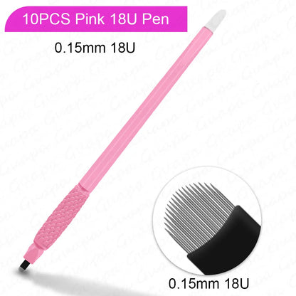 10PCS Microblading Disposable Pens — U18 0.18mm Microblade Tools for Eyebrow Permanent Makeup
